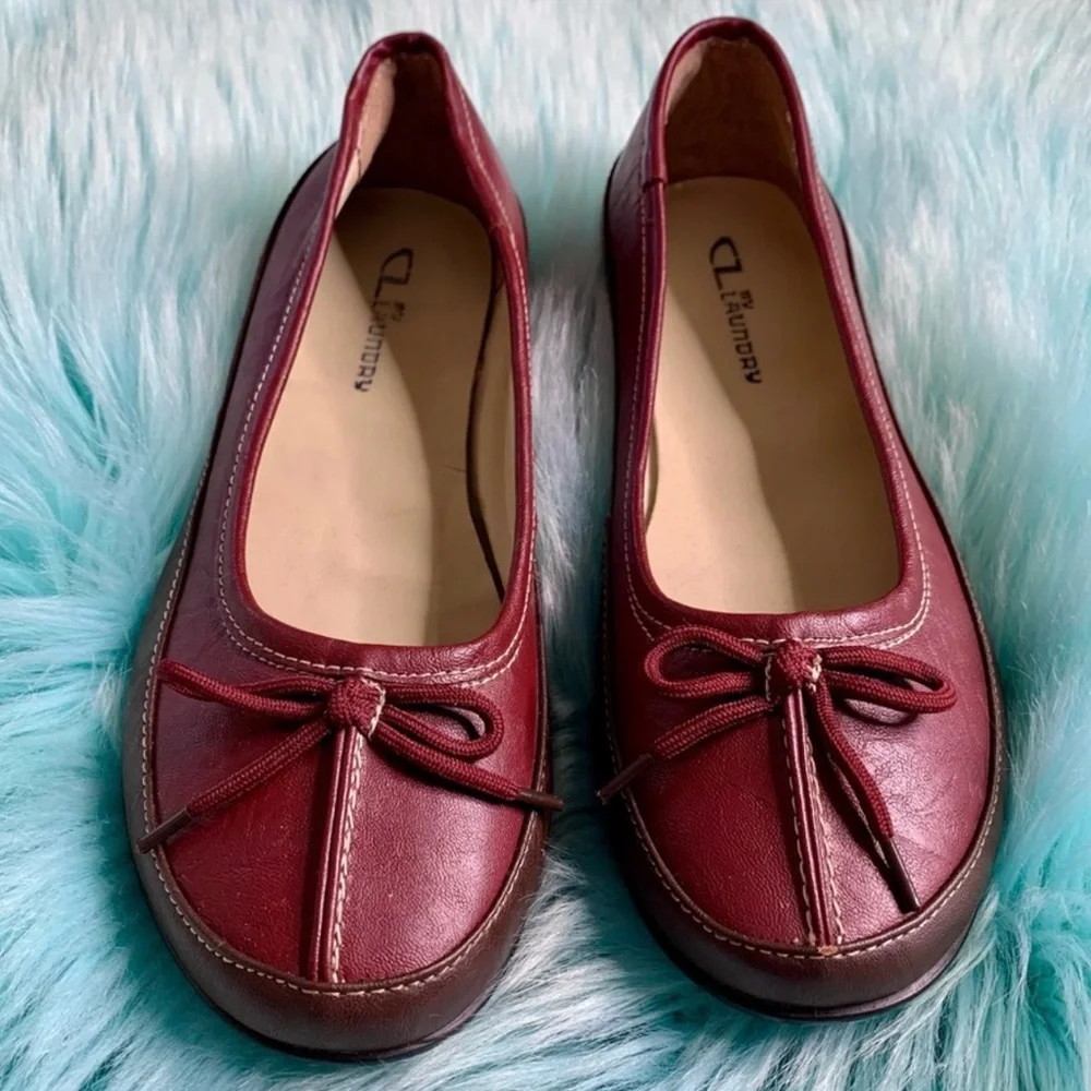 CL By Laundry LEATHER Burgundy Two-Tone 90s Flats Women’s 6.5